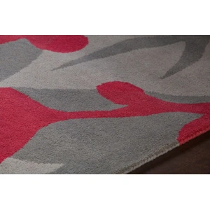 Chandra Stella Wool Rectangular Hand-tufted Rug, Grey/Red