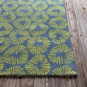 Chandra Stella Wool Rectangular Hand-tufted Rug, Grey/Green