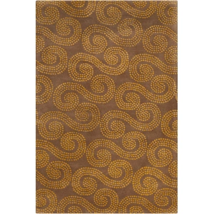 Chandra Stella Wool Rectangular Hand-tufted Rug, Brown/Gold