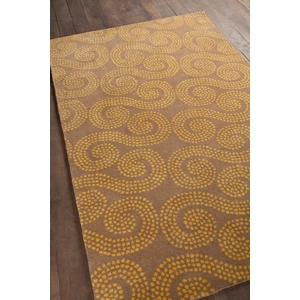 Chandra Stella Wool Rectangular Hand-tufted Rug, Brown/Gold