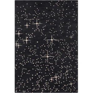 Chandra Stella Wool Rectangular Hand-tufted Rug, Black/Ivory