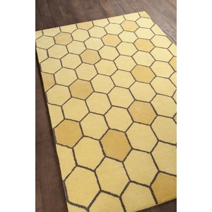 Chandra Stella Wool Rectangular Hand-tufted Rug, Yellow/Brown/Gold
