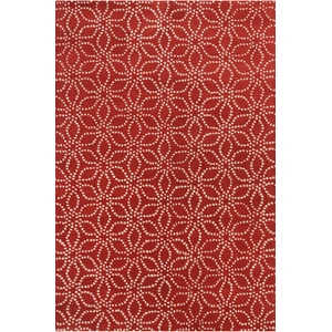 Chandra Stella Wool Rectangular Hand-tufted Rug, Red/White