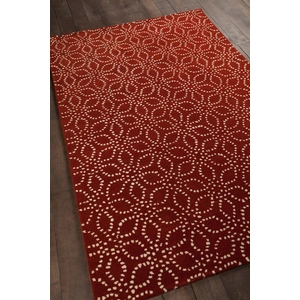 Chandra Stella Wool Rectangular Hand-tufted Rug, Red/White