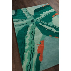 Chandra Stella Wool Rectangular Hand-tufted Rug, Aqua/Green/Orange