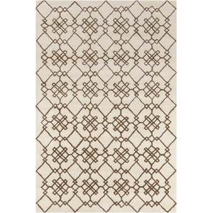 Chandra Stella Wool Rectangular Hand-tufted Rug, Cream/Brown