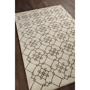 Chandra Stella Wool Rectangular Hand-tufted Rug, Cream/Brown