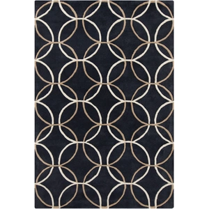 Chandra Stella Wool Rectangular Hand-tufted Rug, Charcoal/Taupe/Cream