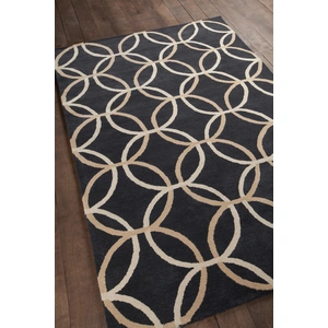 Chandra Stella Wool Rectangular Hand-tufted Rug, Charcoal/Taupe/Cream