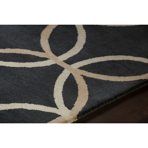 Chandra Stella Wool Rectangular Hand-tufted Rug, Charcoal/Taupe/Cream