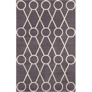 Chandra Stella Wool Rectangular Hand-tufted Rug, Dark Grey/Cream