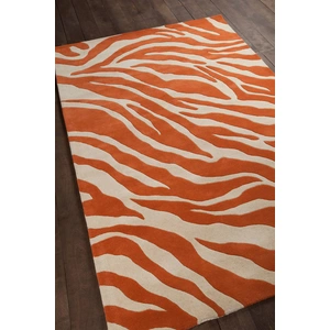 Chandra Stella Wool Rectangular Hand-tufted Rug, Orange/White