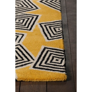 Chandra Stella Wool Rectangular Hand-tufted Rug, Yellow/Cream/Black
