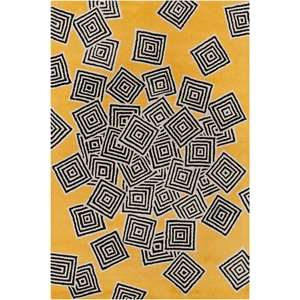 Chandra Stella Wool Rectangular Hand-tufted Rug, Yellow/Cream/Black
