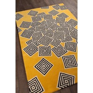 Chandra Stella Wool Rectangular Hand-tufted Rug, Yellow/Cream/Black