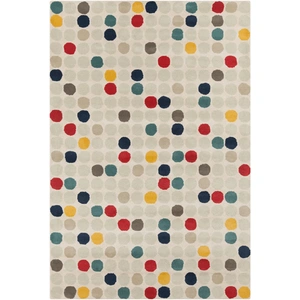 Chandra Stella Wool Rectangular Hand-tufted Rug, Cream/Beige/Red/Yellow/Blue