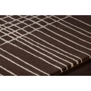 Chandra Stella Wool Rectangular Hand-tufted Rug, Brown/Cream