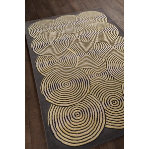 Chandra Stella Wool Rectangular Hand-tufted Rug, Grey/Cream/Yellow