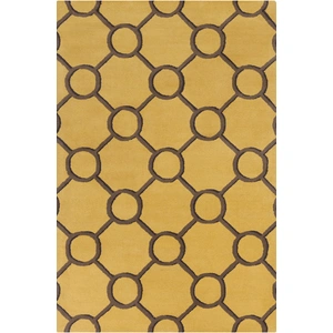 Chandra Stella Wool Rectangular Hand-tufted Rug, Yellow/Brown