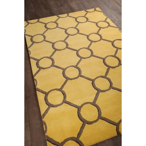 Chandra Stella Wool Rectangular Hand-tufted Rug, Yellow/Brown
