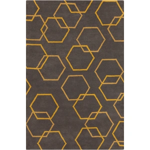 Chandra Stella Wool Rectangular Hand-tufted Rug, Charcoal/Yellow