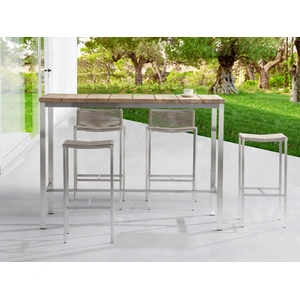 Whiteline Modern Living Stone Outdoor Bar Set, Teak/Gray