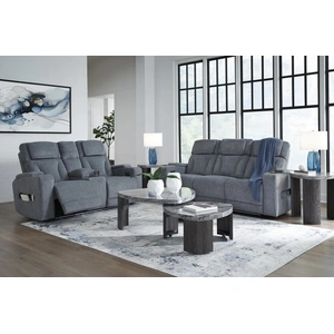 Ashley Furniture Studio Cave Polyester Power Reclining Living Room Set, Steel