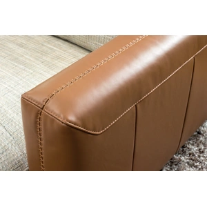 Nordholtz Stuttgart Fabric/Leather U-Shaped Sectional, Beige/Caramel
