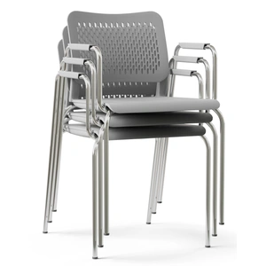 NARBUTAS Wait Set of Conference Chairs w/Armrests, Chrome-Plated Four-Leg Steel Frame