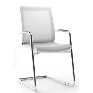 NARBUTAS Eva Visitor Chair w/White Plastic Body & Chromed Steel Base w/Armrests (Black Plastic Top)
