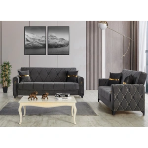 Empire Furniture, USA Summit Chenille Convertible Storage Loveseat, Grey