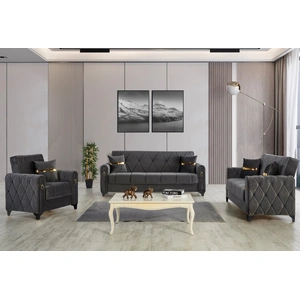 Empire Furniture, USA Summit Chenille Living Room Set, Grey