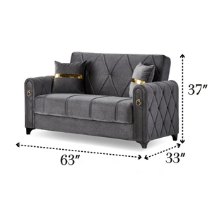 Empire Furniture, USA Summit Chenille Convertible Storage Loveseat, Grey