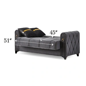 Empire Furniture, USA Summit Chenille Convertible Storage Loveseat, Grey