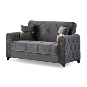 Empire Furniture, USA Summit Chenille Convertible Storage Loveseat, Grey