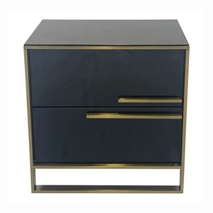 Furnings Timeless 2-Drawer Storage End Table, Black & Gold