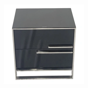 Furnings Timeless 2-Drawer Storage End Table, Black & Silver