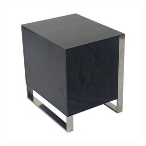 Furnings Timeless 2-Drawer Storage End Table, Black & Silver