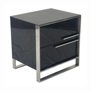 Furnings Timeless 2-Drawer Storage End Table, Black & Silver