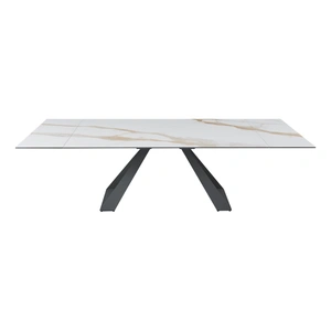J&M Furniture Swan Ceramic Extendable Table, White
