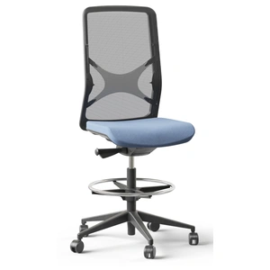 NARBUTAS Wind High Mesh Back Armless Fabric Swivel Chair w/Castors & Footring
