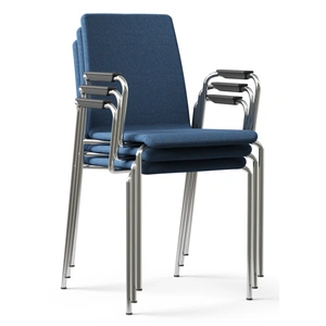 NARBUTAS Moon 3pc Stackable Conference Chairs w/Integrated Armrests & Chromed Steel 4-Leg Frame