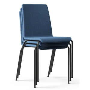 NARBUTAS Moon 3pc Stackable Conference Chairs w/Powder-Coated Steel 4-Leg Frame