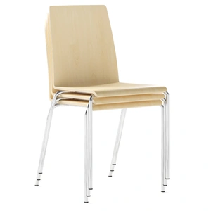 NARBUTAS Moon Set of Conference Chairs w/Shell in Wood & Four-Leg Steel Frame