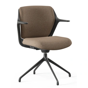 NARBUTAS Ofy Office Visitor Swivel Chair w/Non-Adjustable Armrests, Black Frame & Base