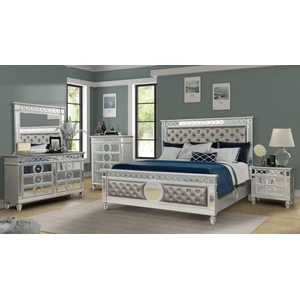 Galaxy Home Furnishings Symphony Fabric/Wood Regular Bedroom Set, Silver