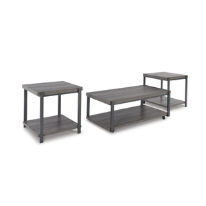 Ashley Furniture Wilmaden 3-Piece Occasional Coffee Table Set, Gray/Black