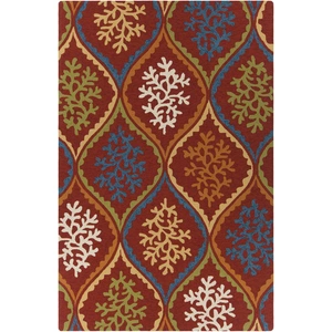 Chandra Terra Polypropylene Rectangular Handmade Rug, Red/Blue/Green/Orange/Cream/Yellow