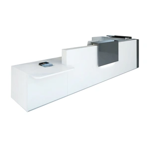 MDD Office Furniture Tera 185-inch L-Shape Large Reception Desk w/Right Counter Top, ADA Compliance & LED Panels