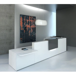 MDD Office Furniture Tera 185-inch L-Shape Large Reception Desk w/Right Counter Top, ADA Compliance & LED Panels